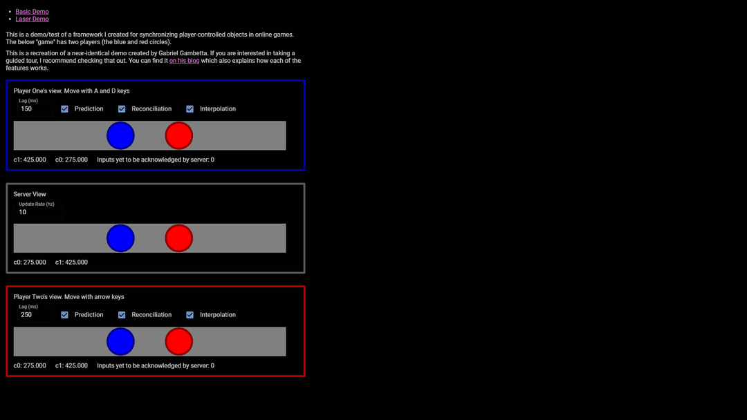 Online Game Synchronization Framework Demo